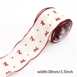bow cherry embossing edge pressing ribbon（5yard/roll）, bow,38mm,5yard/roll