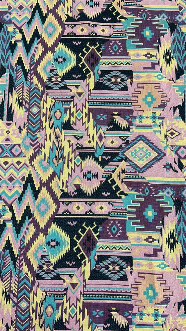 geometric ethnic style cotton yarn dyed jacquard fabric