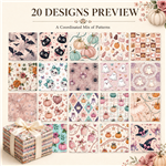 halloween series polyester cotton sliced fabric set (40 pcs/set,20 styles,each style 2 pcs,each size:12.7*12cm)