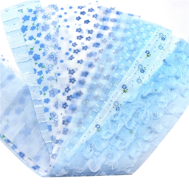 blue series chiffon sliced fabric set (10 styles/set,each size:6.3*50cm(2-1/2*19.7
