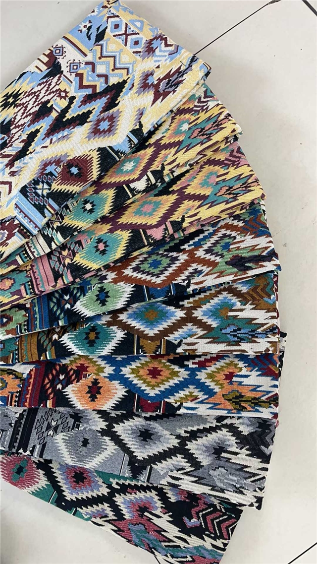 geometric ethnic style cotton yarn dyed jacquard fabric