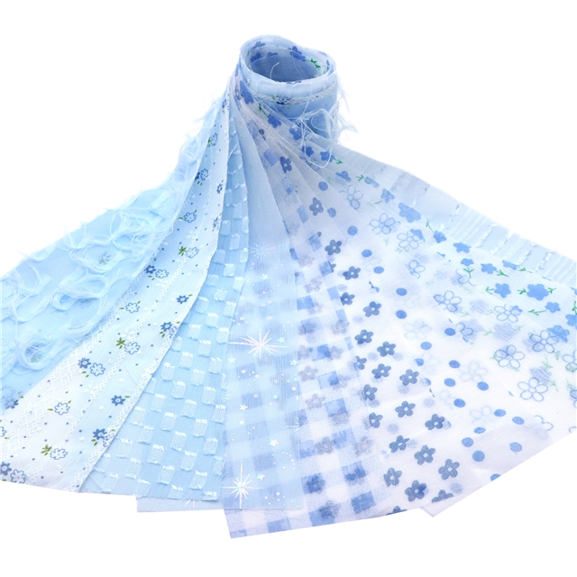 blue series chiffon sliced fabric set (10 styles/set,each size:6.3*50cm(2-1/2*19.7