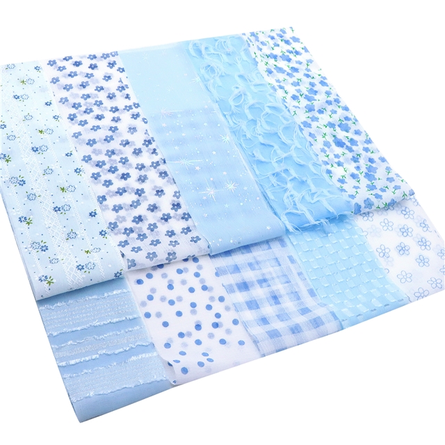 blue series chiffon sliced fabric set (10 styles/set,each size:6.3*50cm(2-1/2*19.7