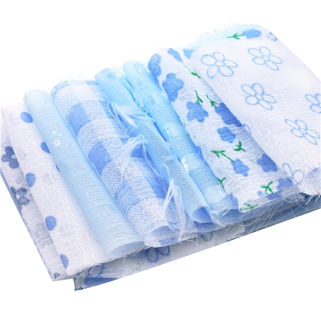 blue series chiffon sliced fabric set (10 styles/set,each size:6.3*50cm(2-1/2*19.7