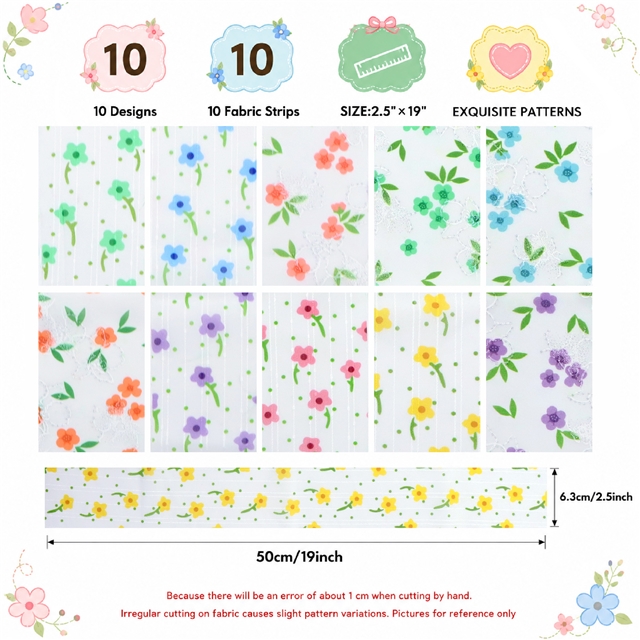 floral series sliced fabric set (10 styles/set,each size:6.3*50cm(2-1/2*19.7