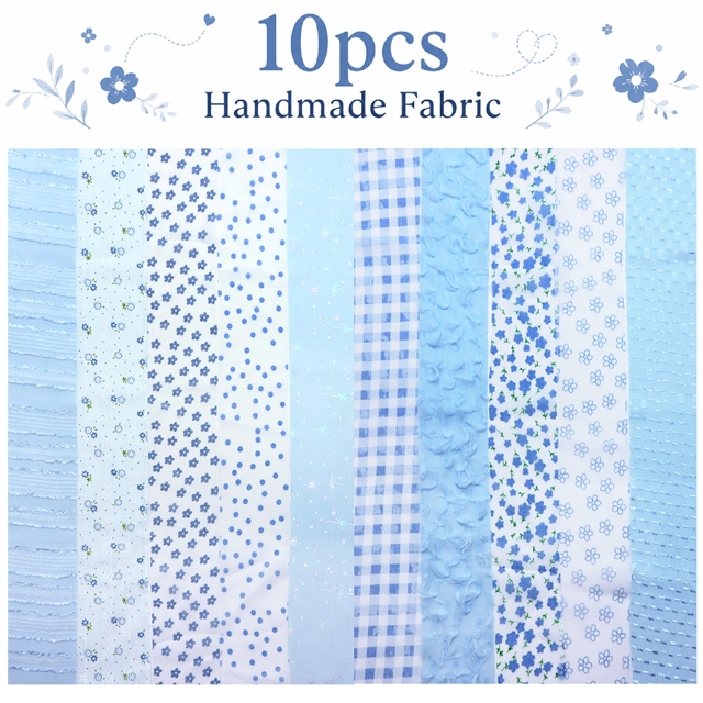 blue series chiffon sliced fabric set (10 styles/set,each size:6.3*50cm(2-1/2*19.7