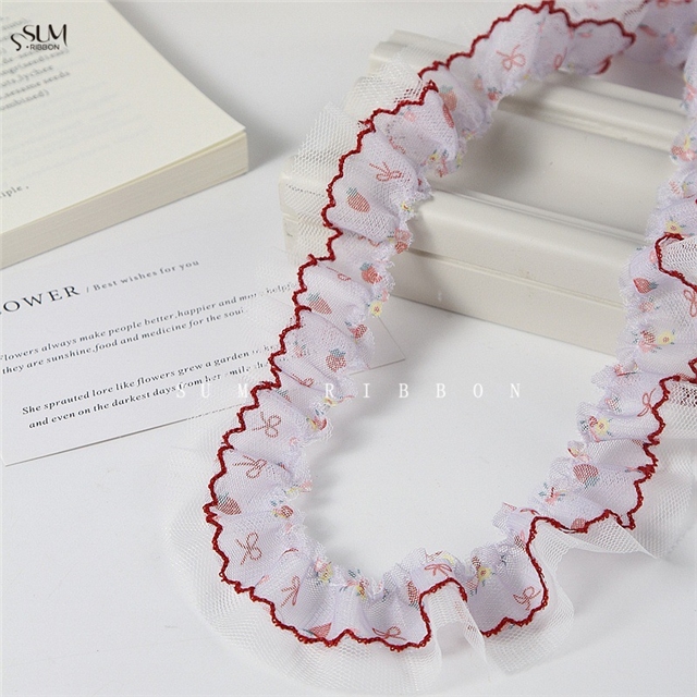 bow strawberry mesh moon ribbon