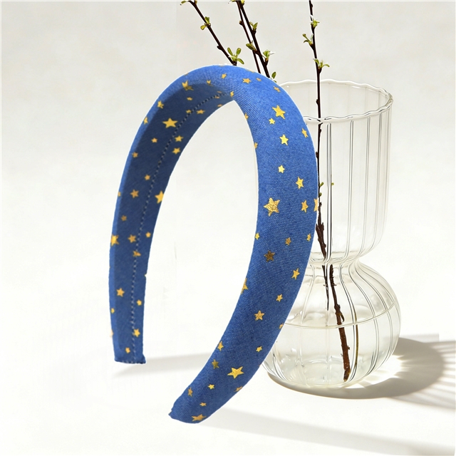 gold hot stamping star denim high cranial hairband