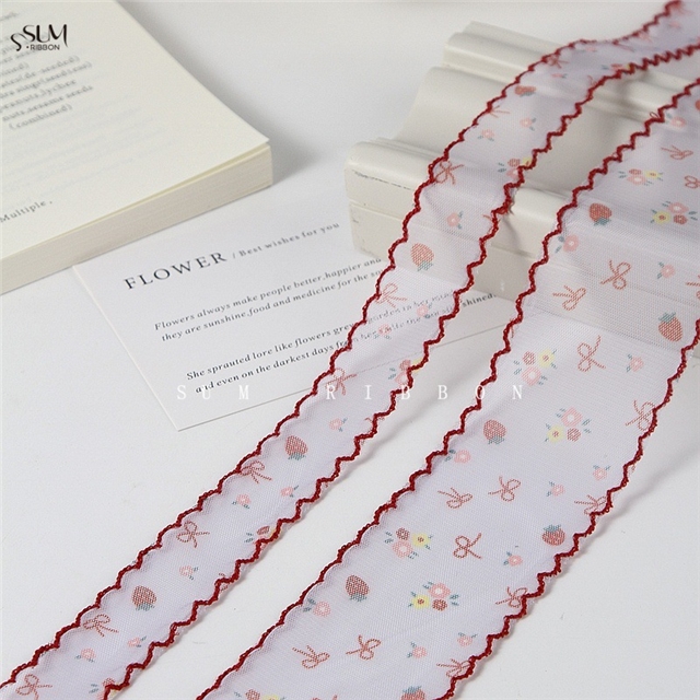 bow strawberry mesh moon ribbon