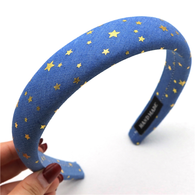 gold hot stamping star denim high cranial hairband