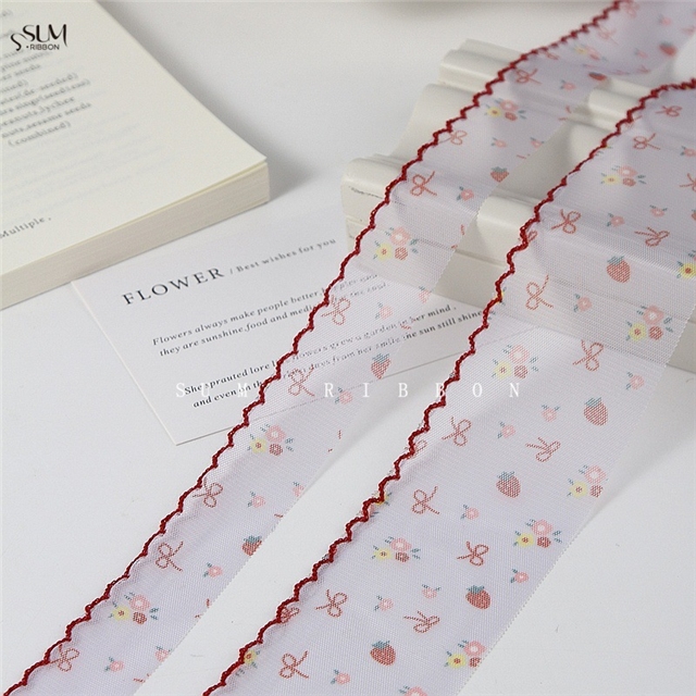 bow strawberry mesh moon ribbon