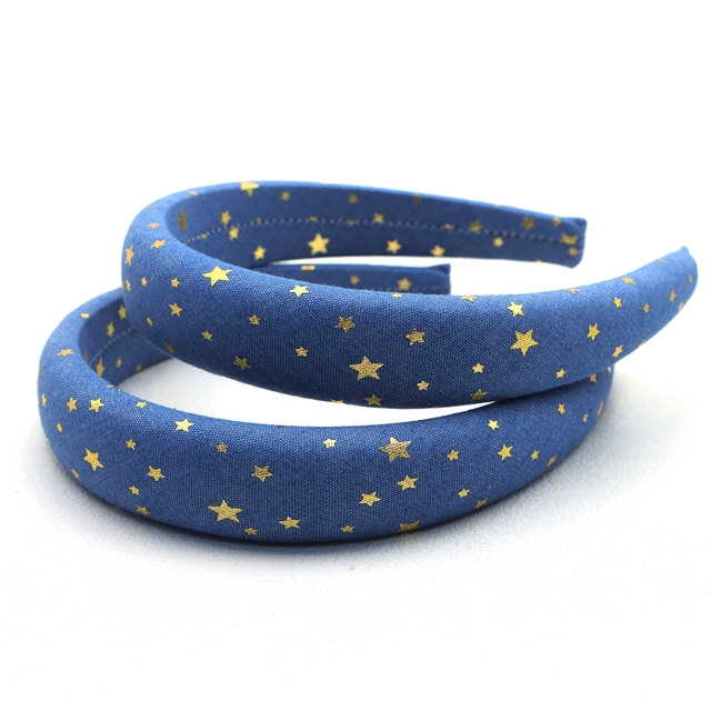 gold hot stamping star denim high cranial hairband
