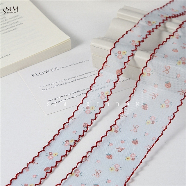 bow strawberry mesh moon ribbon