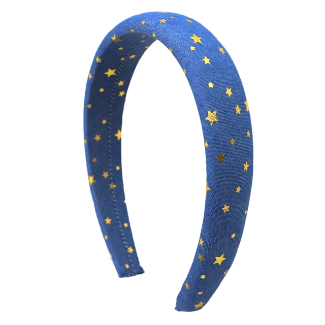 gold hot stamping star denim high cranial hairband
