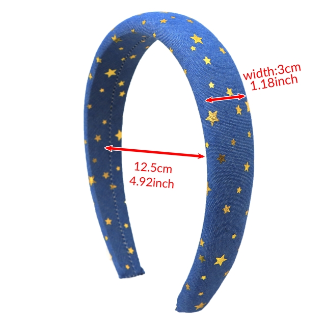 gold hot stamping star denim high cranial hairband