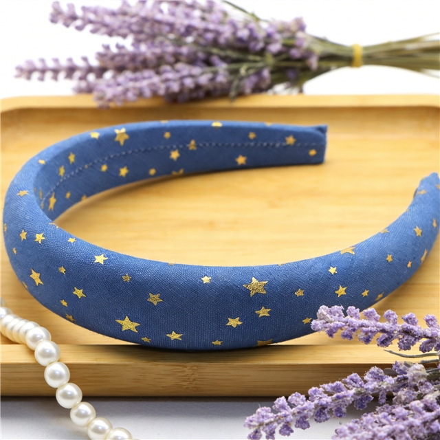 gold hot stamping star denim high cranial hairband