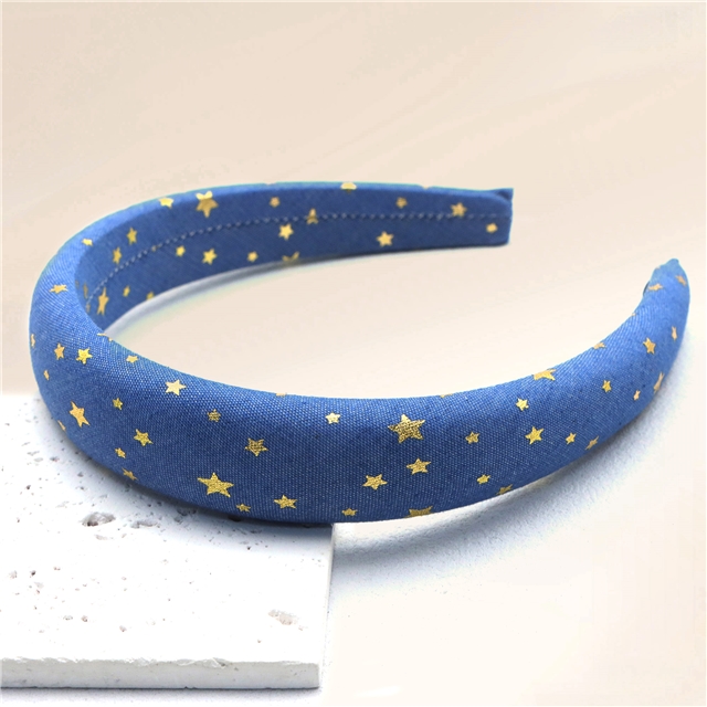 gold hot stamping star denim high cranial hairband