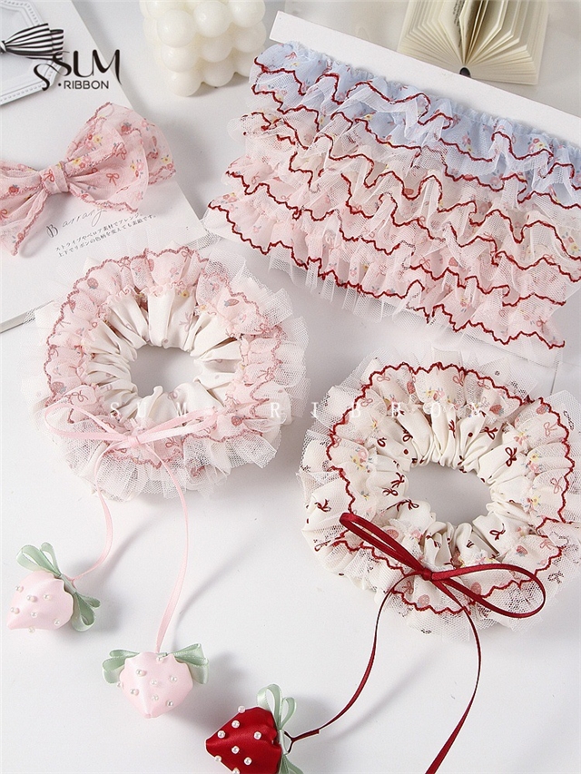 bow strawberry mesh moon ribbon