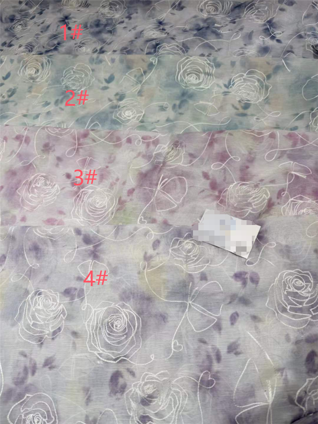 tie dye embroidery rose chiffon fabric