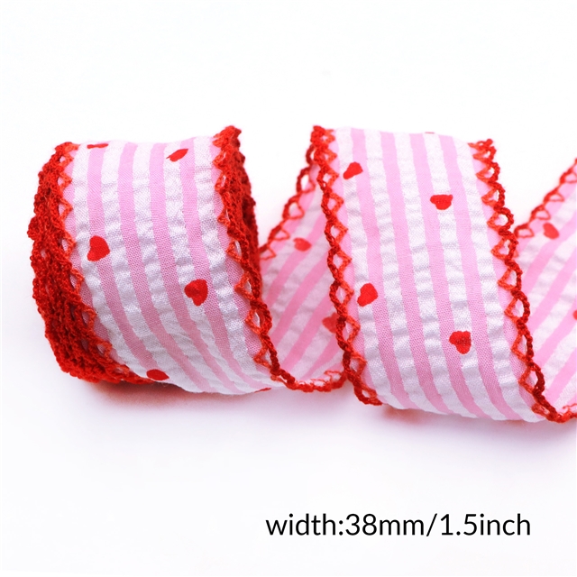 bubble striped heart  double layer two-color hook ribbon（5yard/roll）