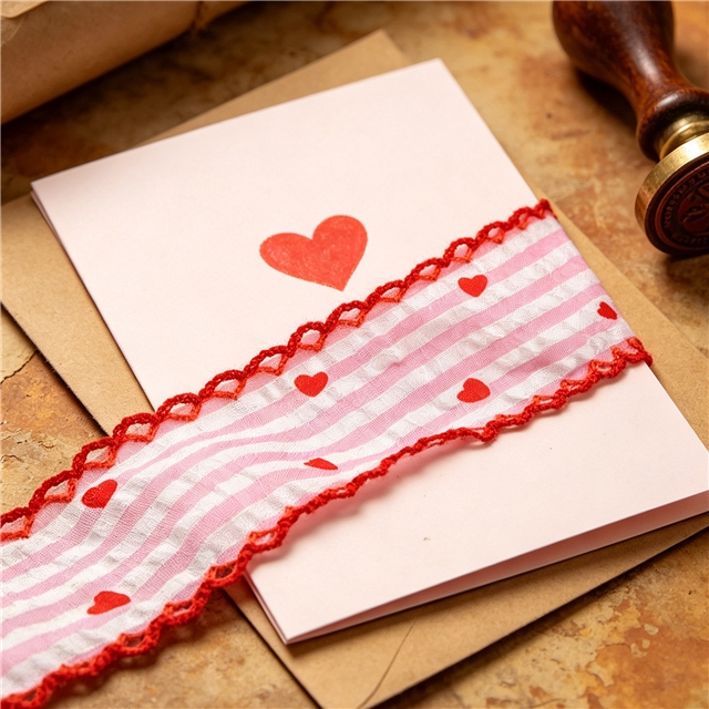 bubble striped heart  double layer two-color hook ribbon（5yard/roll）