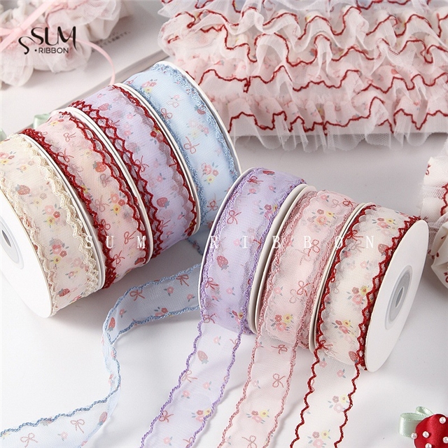 bow strawberry mesh moon ribbon