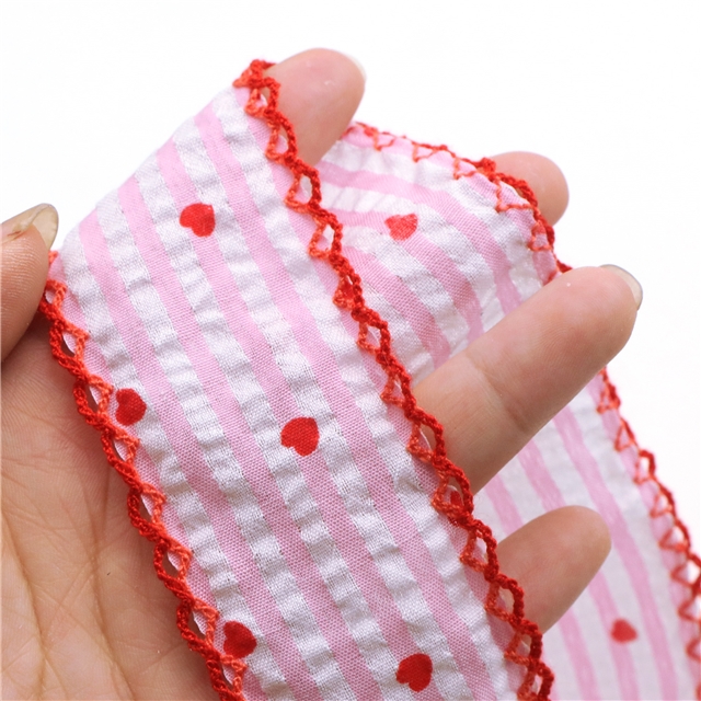 bubble striped heart  double layer two-color hook ribbon（5yard/roll）