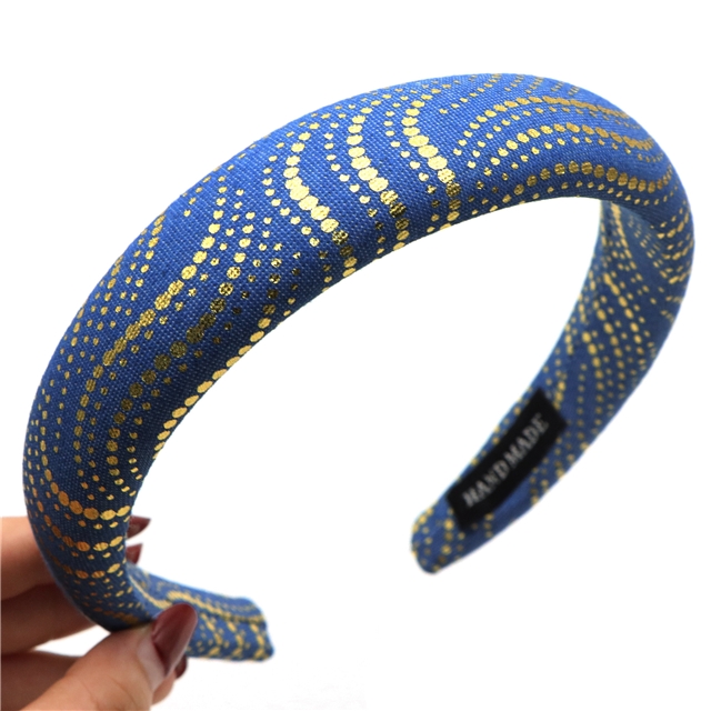 hot stamping dot stripe denim high cranial hairband