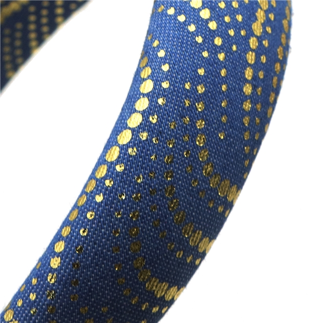 hot stamping dot stripe denim high cranial hairband