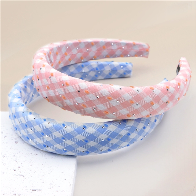 hot stamping grid plush dot high cranial hairband