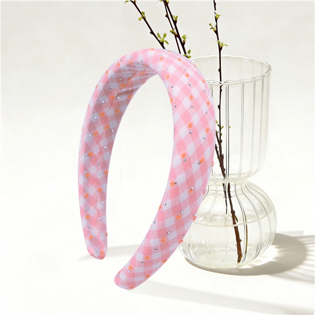 hot stamping grid plush dot high cranial hairband