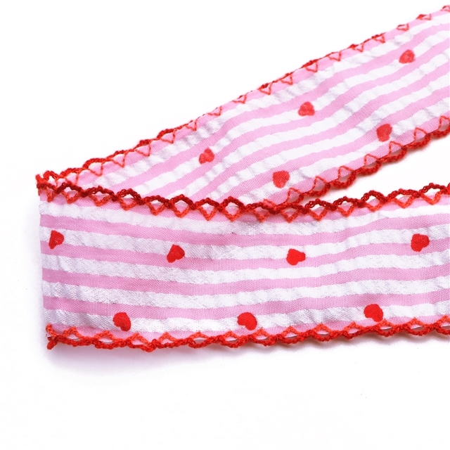 bubble striped heart  double layer two-color hook ribbon（5yard/roll）