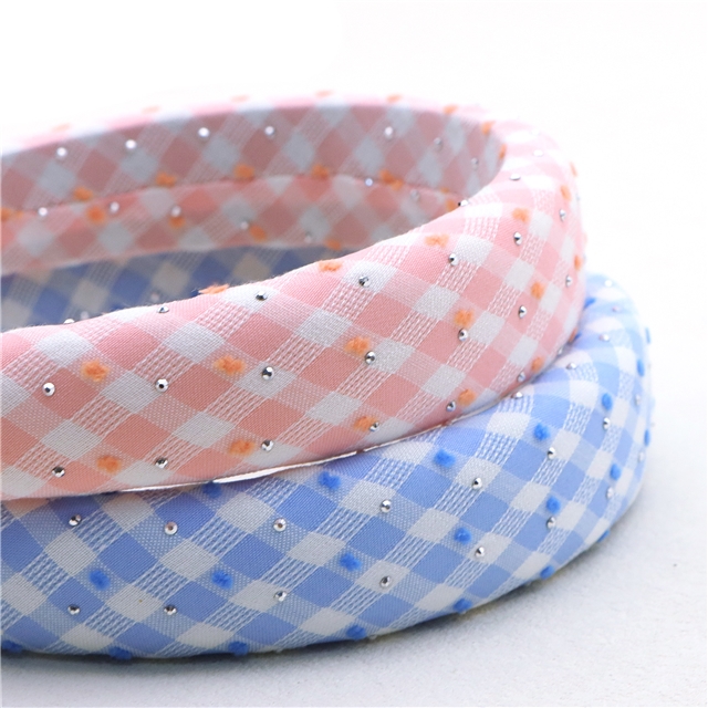 hot stamping grid plush dot high cranial hairband