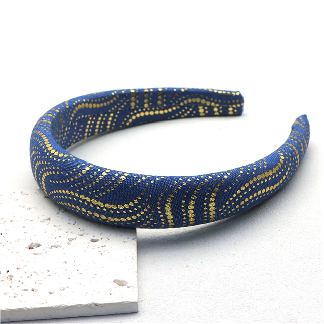 hot stamping dot stripe denim high cranial hairband