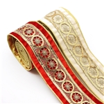 63mm sequin lace single-sided velvet golden thread line edged wired ribbon