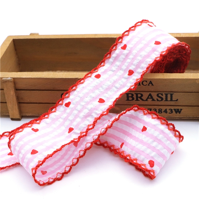 bubble striped heart  double layer two-color hook ribbon（5yard/roll）