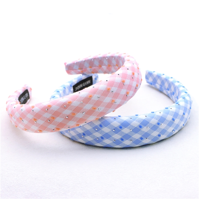 hot stamping grid plush dot high cranial hairband