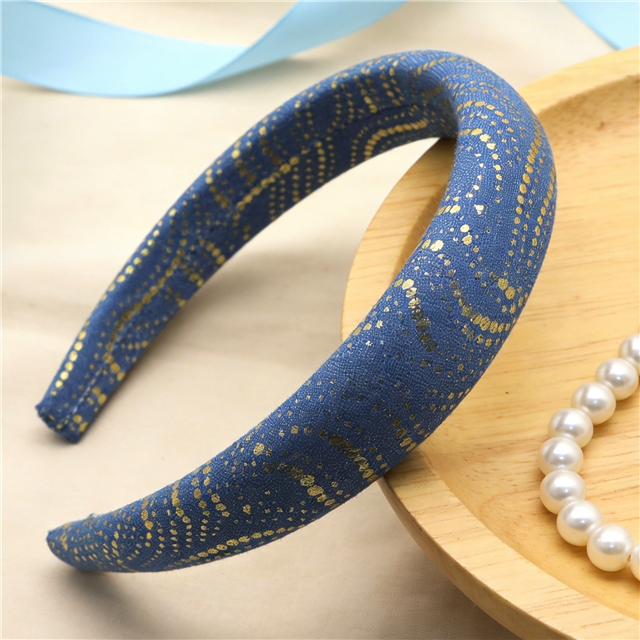 hot stamping dot stripe denim high cranial hairband