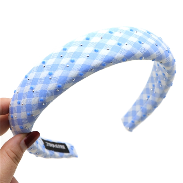hot stamping grid plush dot high cranial hairband
