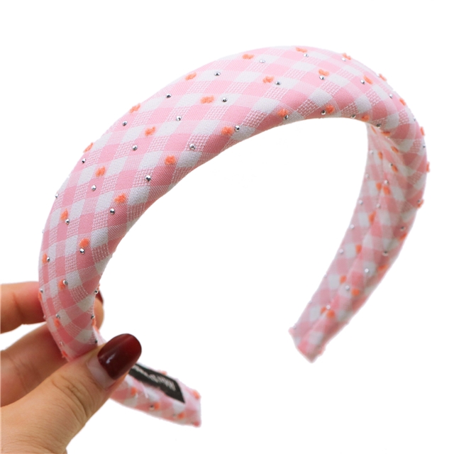 hot stamping grid plush dot high cranial hairband