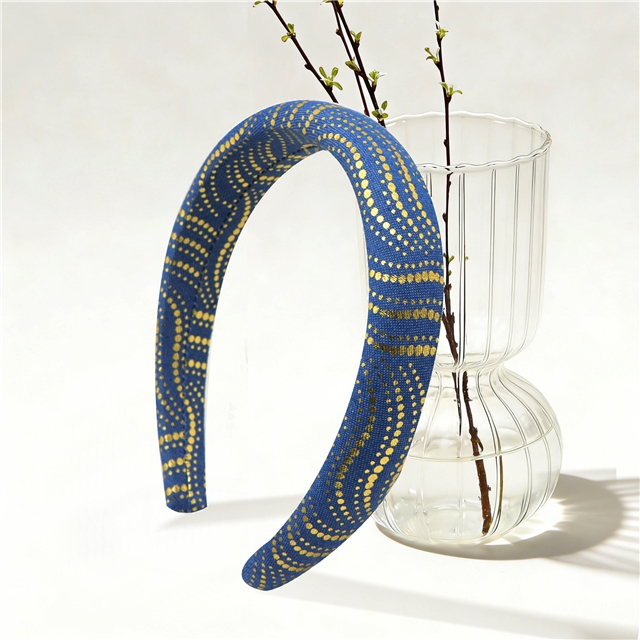 hot stamping dot stripe denim high cranial hairband