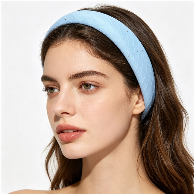 bump texture hot fix pleated checkered high cranial hairband