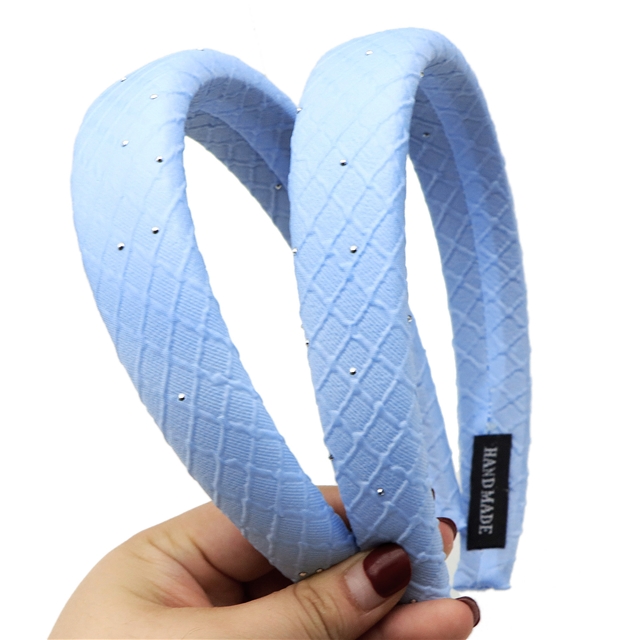 bump texture hot fix pleated checkered high cranial hairband