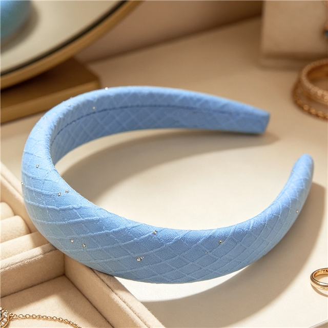 bump texture hot fix pleated checkered high cranial hairband