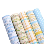 plaid dot flower series smooth self printed faux leather set (5 pcs/set)