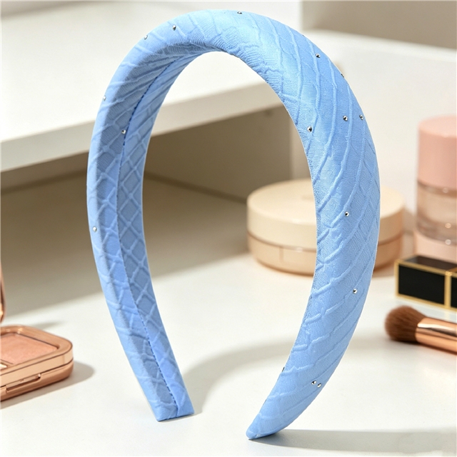 bump texture hot fix pleated checkered high cranial hairband