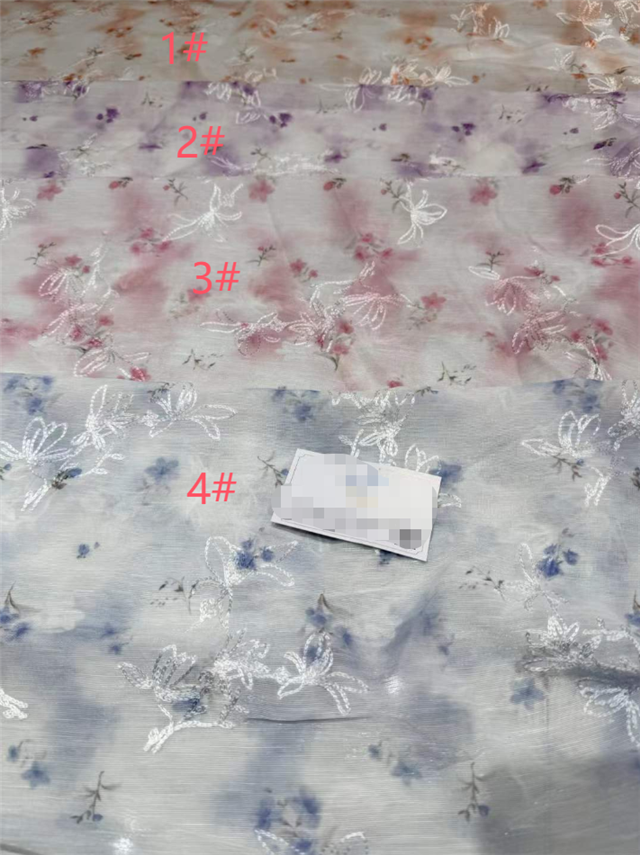 tie dye embroidery flower print chiffon fabric