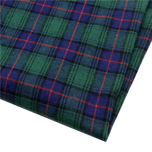 polyester cotton twill brushed yarn dyed checkered fabric