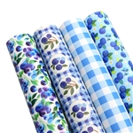 blueberry series smooth self printed faux leather set (4 pcs/set)