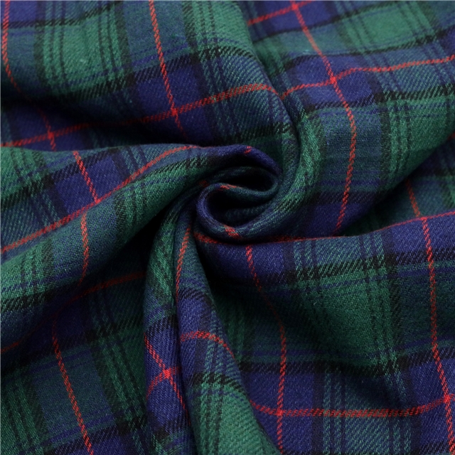 polyester cotton twill brushed yarn dyed checkered fabric